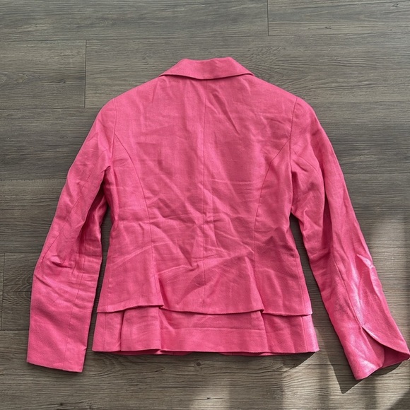 Coldwater Creek Petites Linen Blazer with Tulip Bracelet Sleeves Pink - Picture 9 of 9